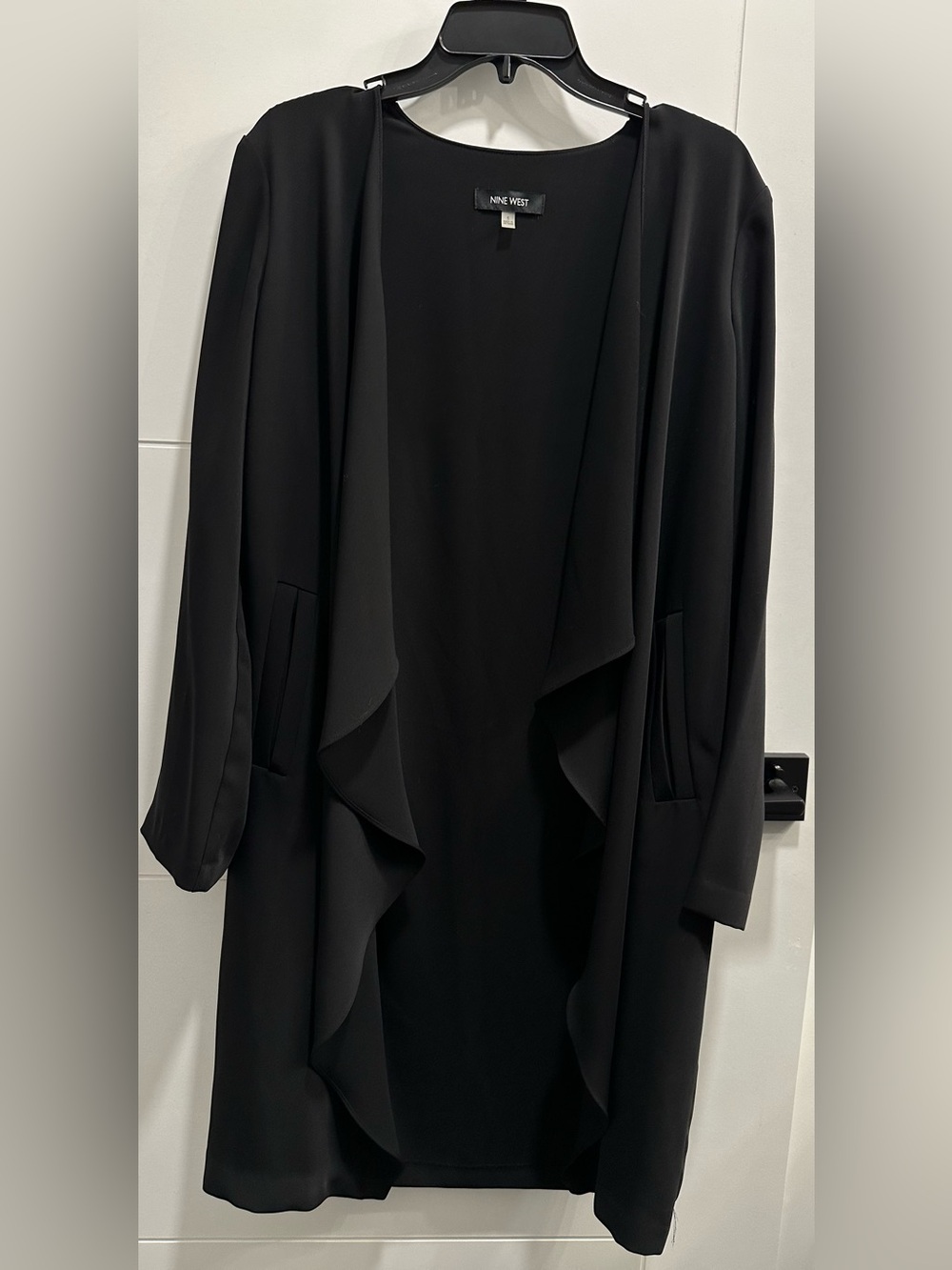 Nine West Draped Open-Front Topper Jacket Black Size Small New Without Tags